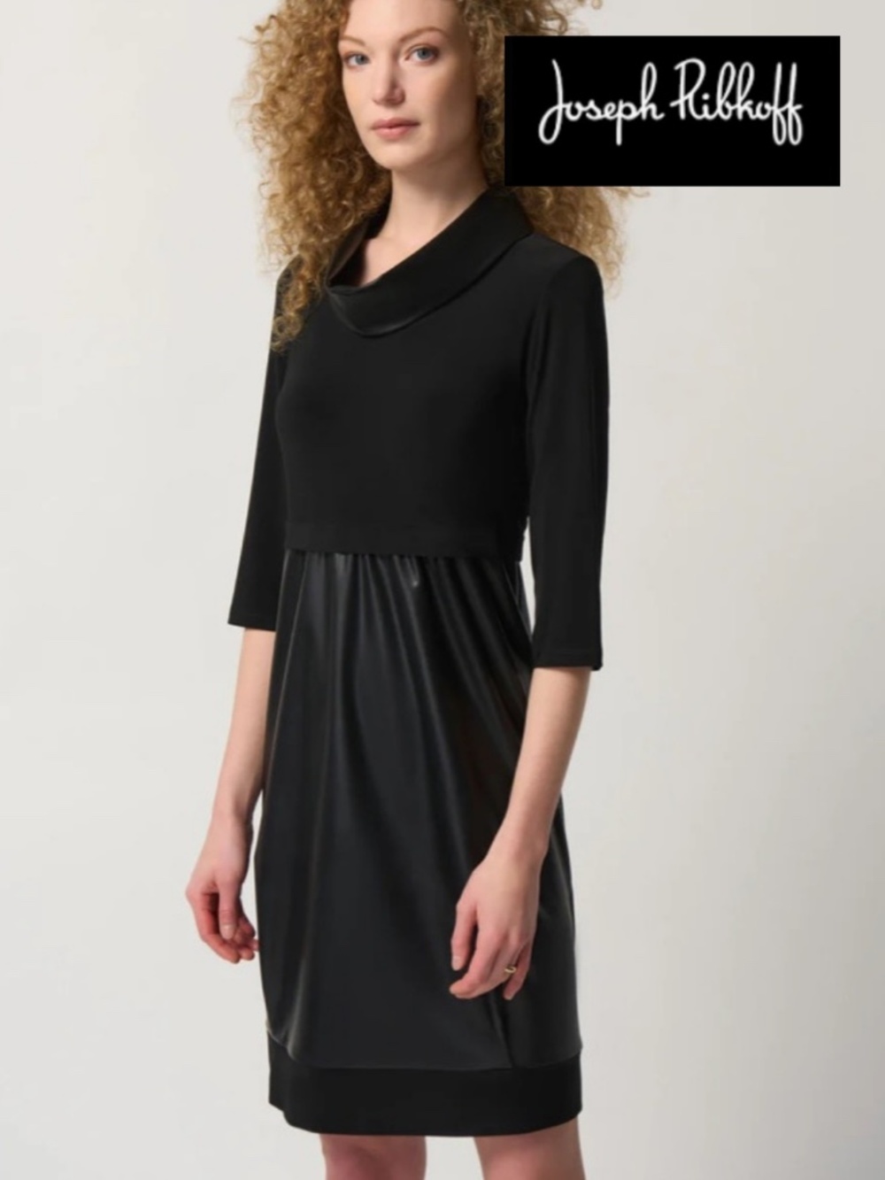 Joseph ribkoff Black faux leather popover dress, 10, CB2727